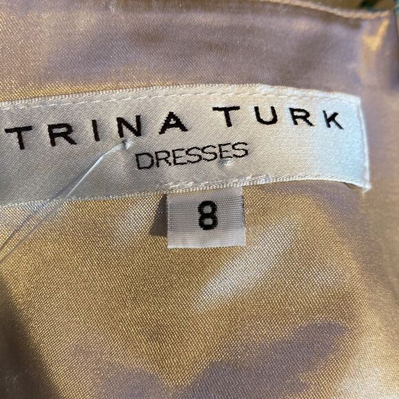 Trina Turk Silk Dress 8 Halter Top Sundress Back Zipper Closure Pleated - Picture 6 of 10